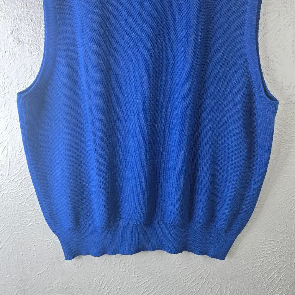Polo Golf Ralph Lauren V-Neck Sweater Vest XL Blue Cotton Knit Logo Pony Preppy - Picture 7 of 10